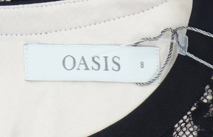 Womens UK Size 8 Oasis Black Tunic Blouse