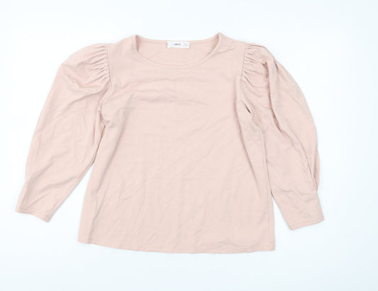 MNG Women's Pink Blouse, M, Long Sleeve, Regular
