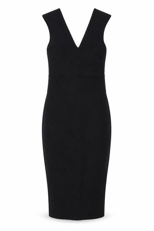 Front view of Miss Selfridge Women Black, size 8, Sheath Dress