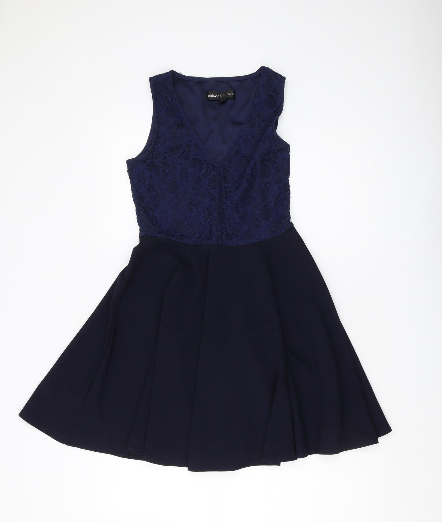 Mela London Women's Blue Fit & Flare Dress, Size 10