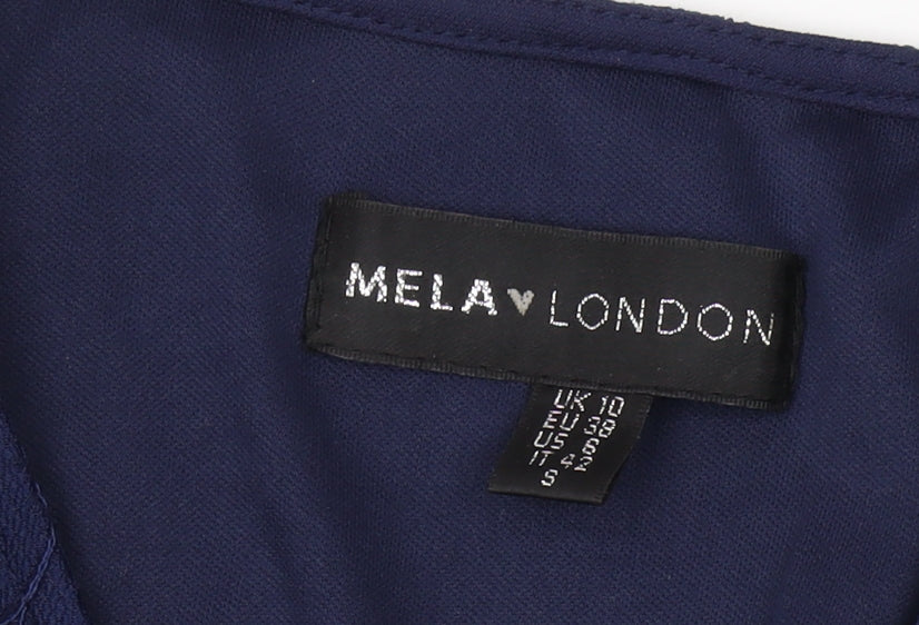 Mela London Women's Blue Fit & Flare Dress, Size 10