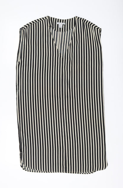 H&M Women's Black Striped Sleeveless Shift Dress Size 6
