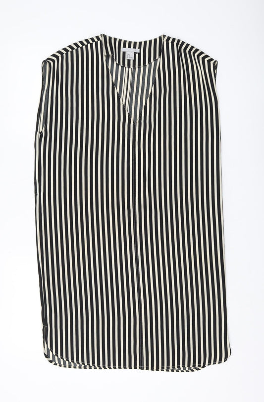 H&M Women's Black Striped Sleeveless Shift Dress Size 6