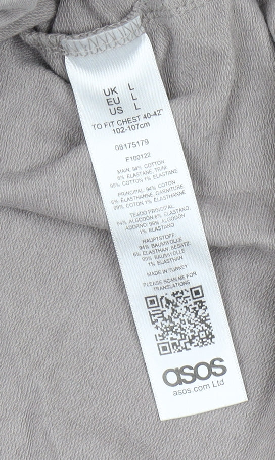 Mens UK Size L ASOS Grey 1/2 Zip Sweatshirt