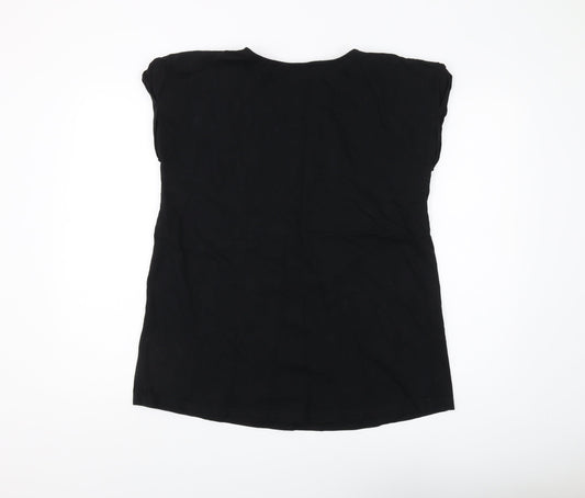 Womens UK Size M JoJo Maman Bébé Black Basic T-Shirt