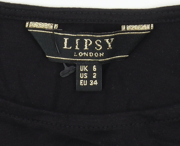 Womens UK Size 6 Lipsy Black  T-Shirt