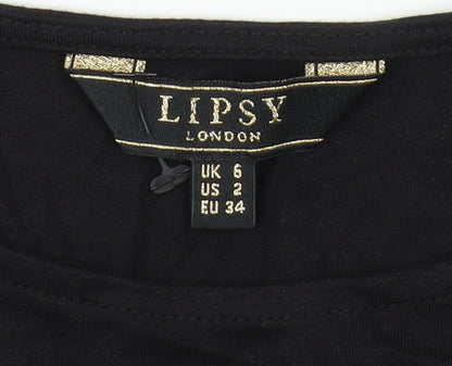 Womens UK Size 6 Lipsy Black  T-Shirt