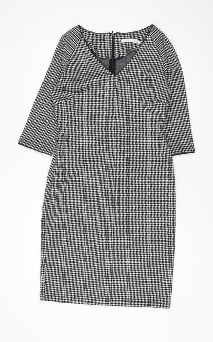 Oui Women's Black Houndstooth Pencil Dress Size 12