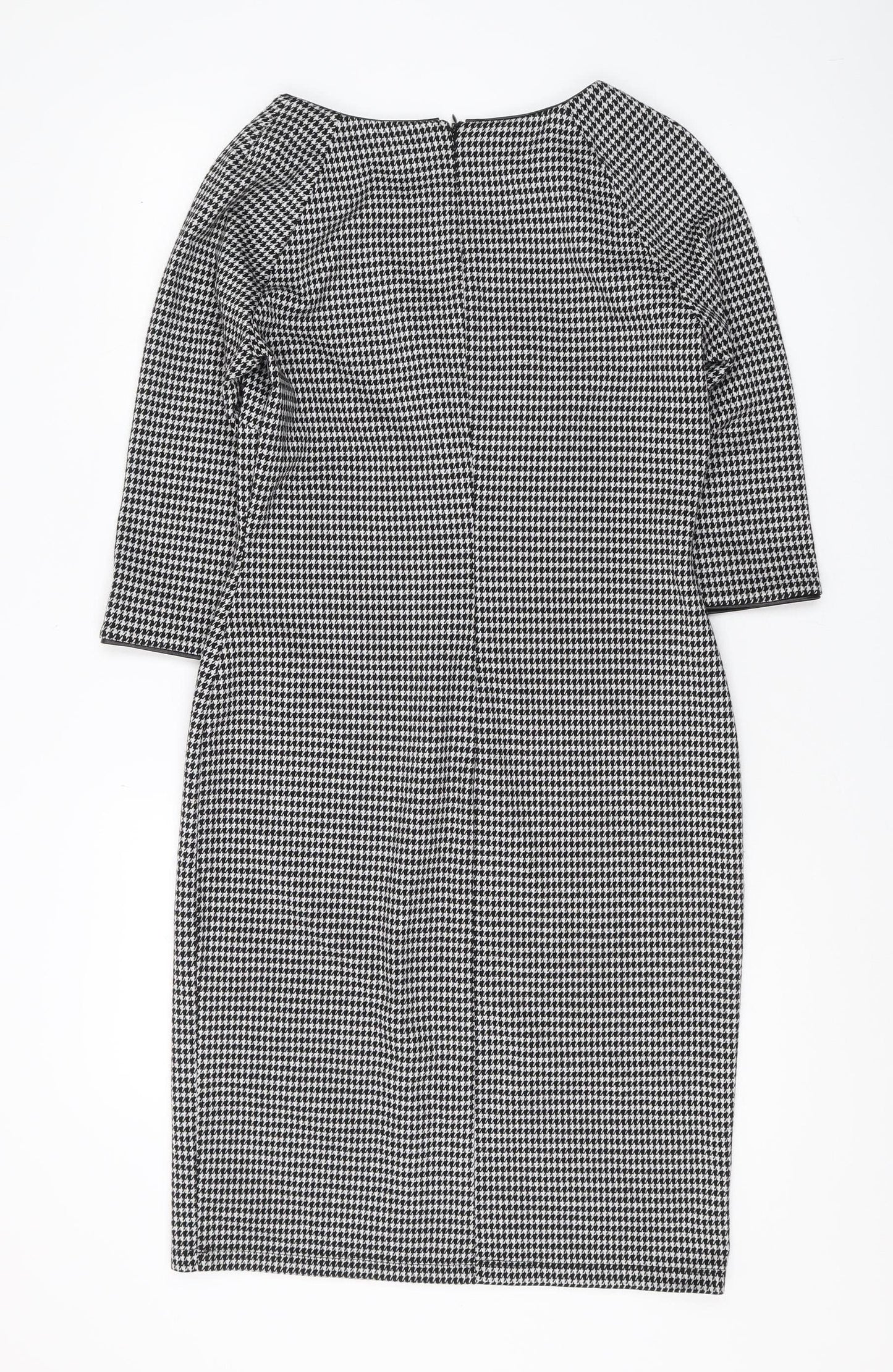 Oui Women's Black Houndstooth Pencil Dress Size 12