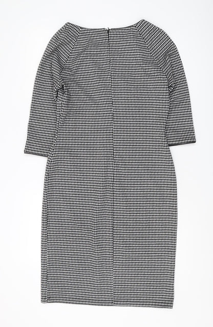 Oui Women's Black Houndstooth Pencil Dress Size 12