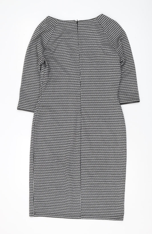 Oui Women's Black Houndstooth Pencil Dress Size 12