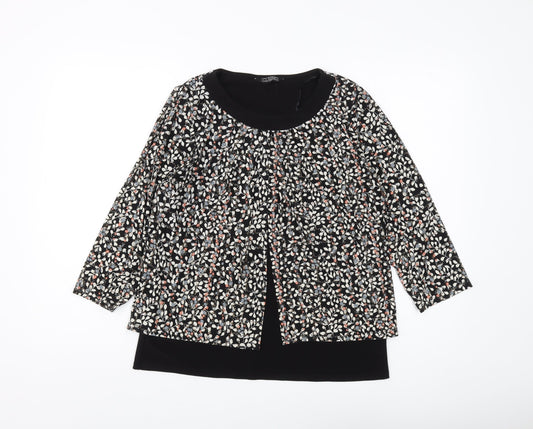 Womens UK Size 12 Classic Black Tunic Blouse