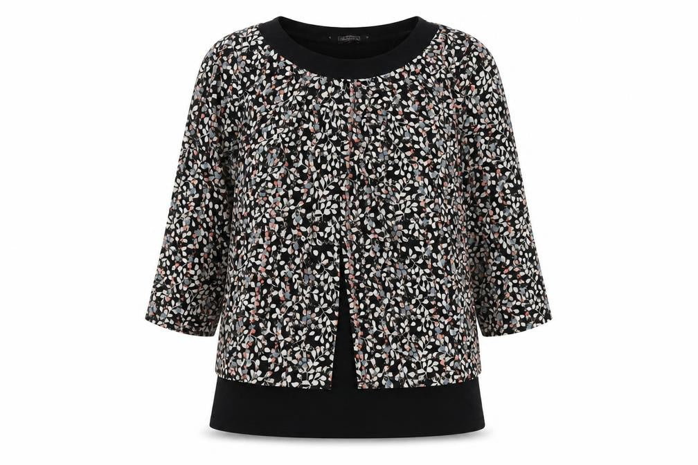 Womens UK Size 12 Classic Black Tunic Blouse