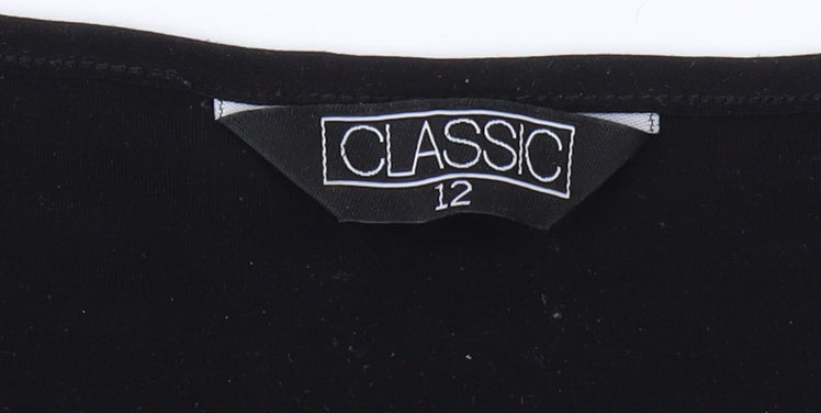 Womens UK Size 12 Classic Black Tunic Blouse