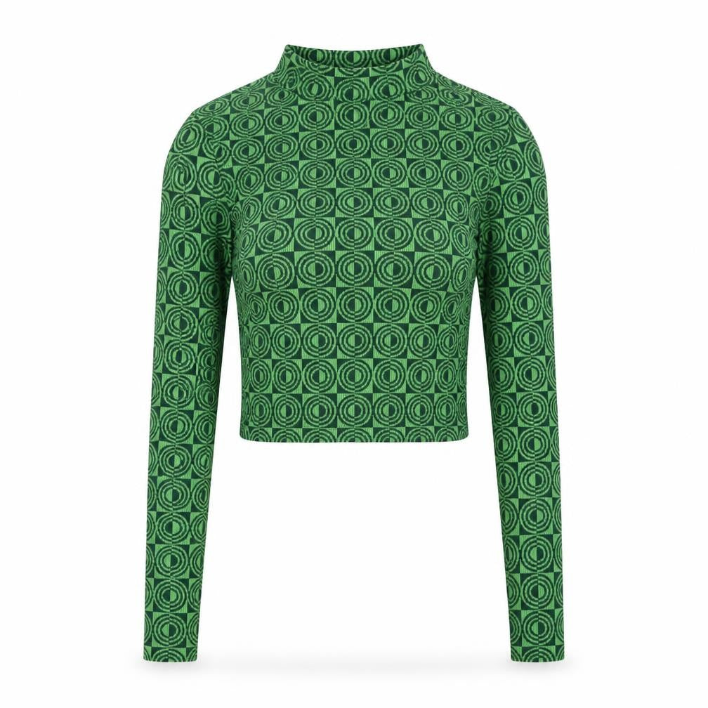 Womens UK Size 4 Stradivarius Green Cropped Blouse