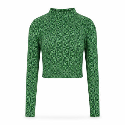 Womens UK Size 4 Stradivarius Green Cropped Blouse