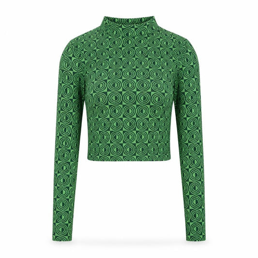 Womens UK Size 4 Stradivarius Green Cropped Blouse