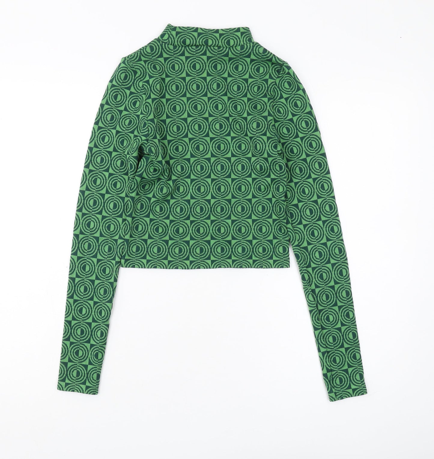 Womens UK Size 4 Stradivarius Green Cropped Blouse