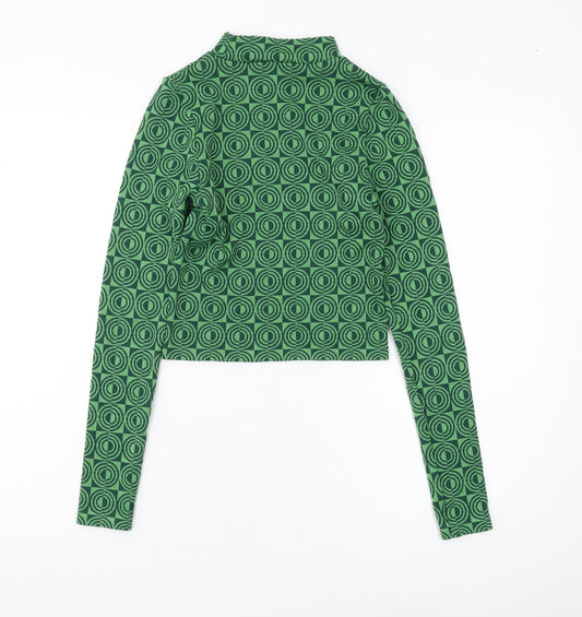 Womens UK Size 4 Stradivarius Green Cropped Blouse