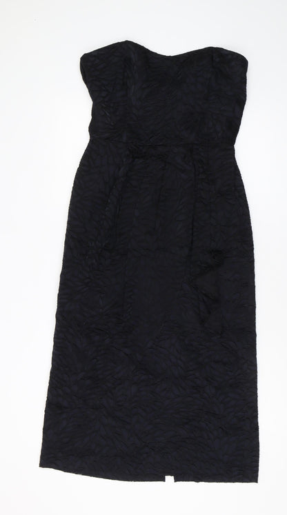 Principles Black Midi Strapless Dress, Size 14, Women's