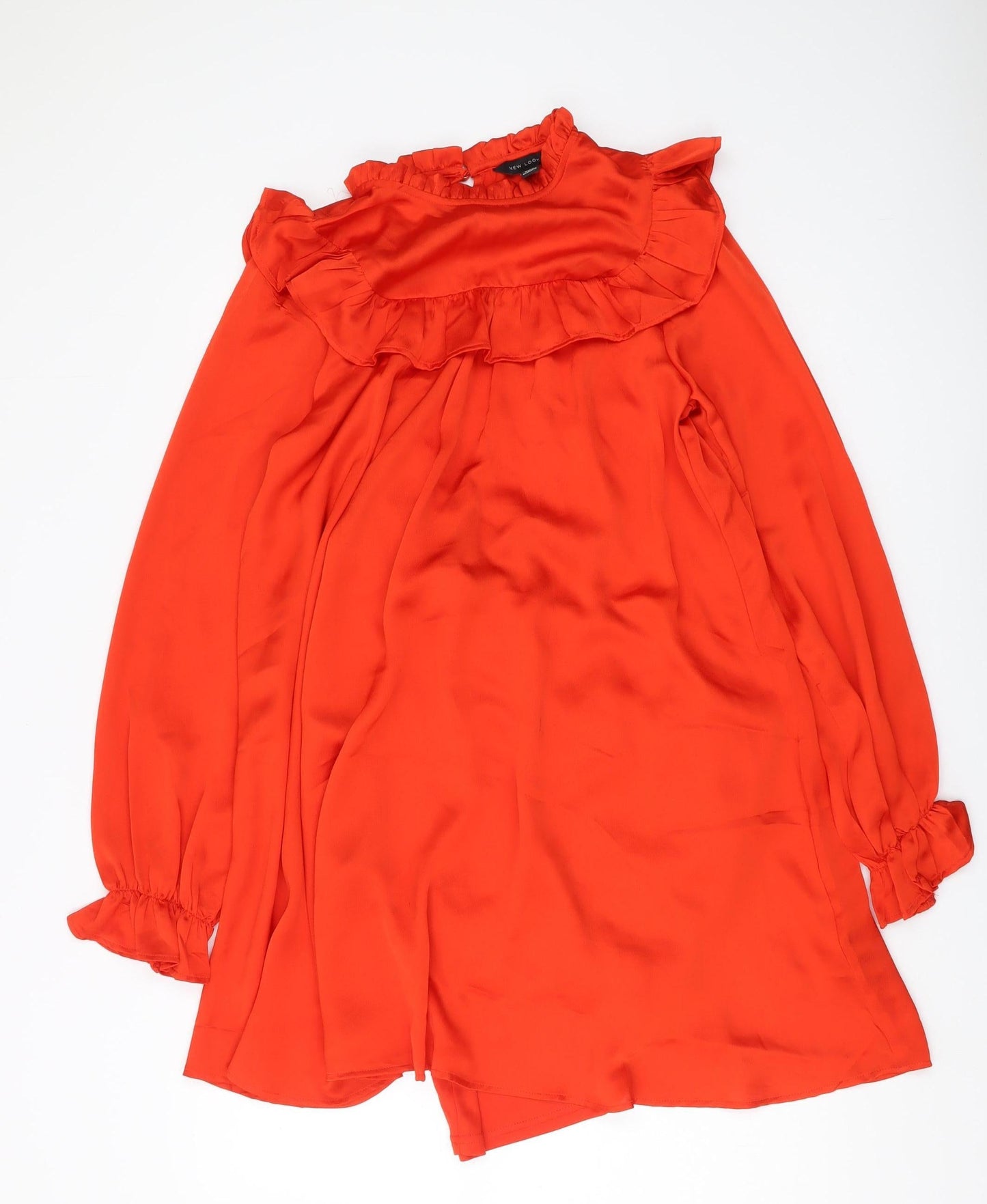 New Look Women's Red Short Ruffle Dress UK 16
