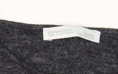 Womens UK Size 10 Zara Black Basic Blouse