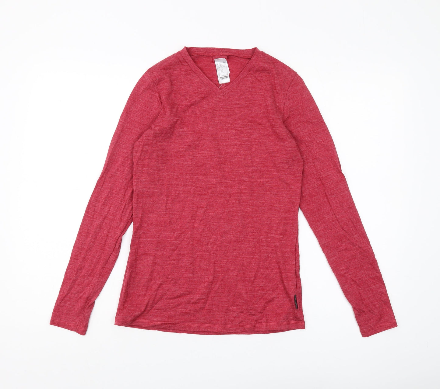 Decathlon Women's Red V-Neck Long Sleeve T-Shirt Size S