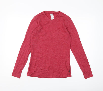 Decathlon Women's Red V-Neck Long Sleeve T-Shirt Size S