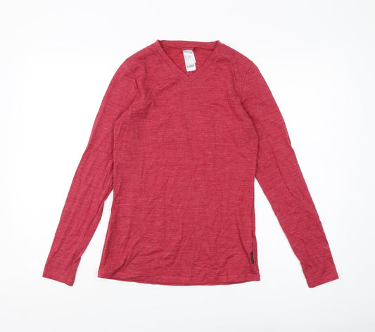 Decathlon Women's Red V-Neck Long Sleeve T-Shirt Size S