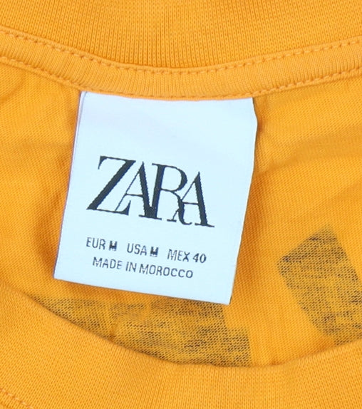 Zara Men's Orange Art Theme Regular Fit T-Shirt M