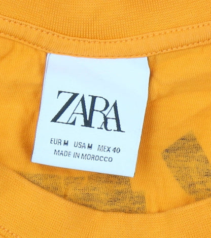 Zara Men's Orange Art Theme Regular Fit T-Shirt M