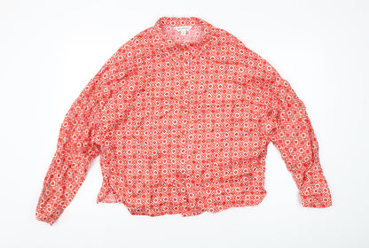 Womens UK Size 14 Marks and Spencer Red Basic Button-Up