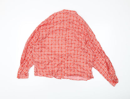 Womens UK Size 14 Marks and Spencer Red Basic Button-Up