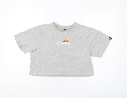 Womens UK Size 10 ellesse Grey Cropped T-Shirt