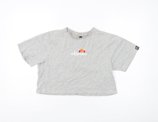 Womens UK Size 10 ellesse Grey Cropped T-Shirt