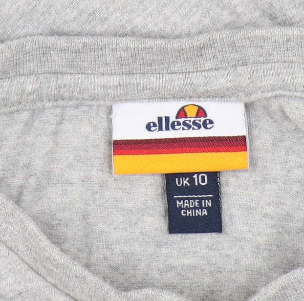 Womens UK Size 10 ellesse Grey Cropped T-Shirt