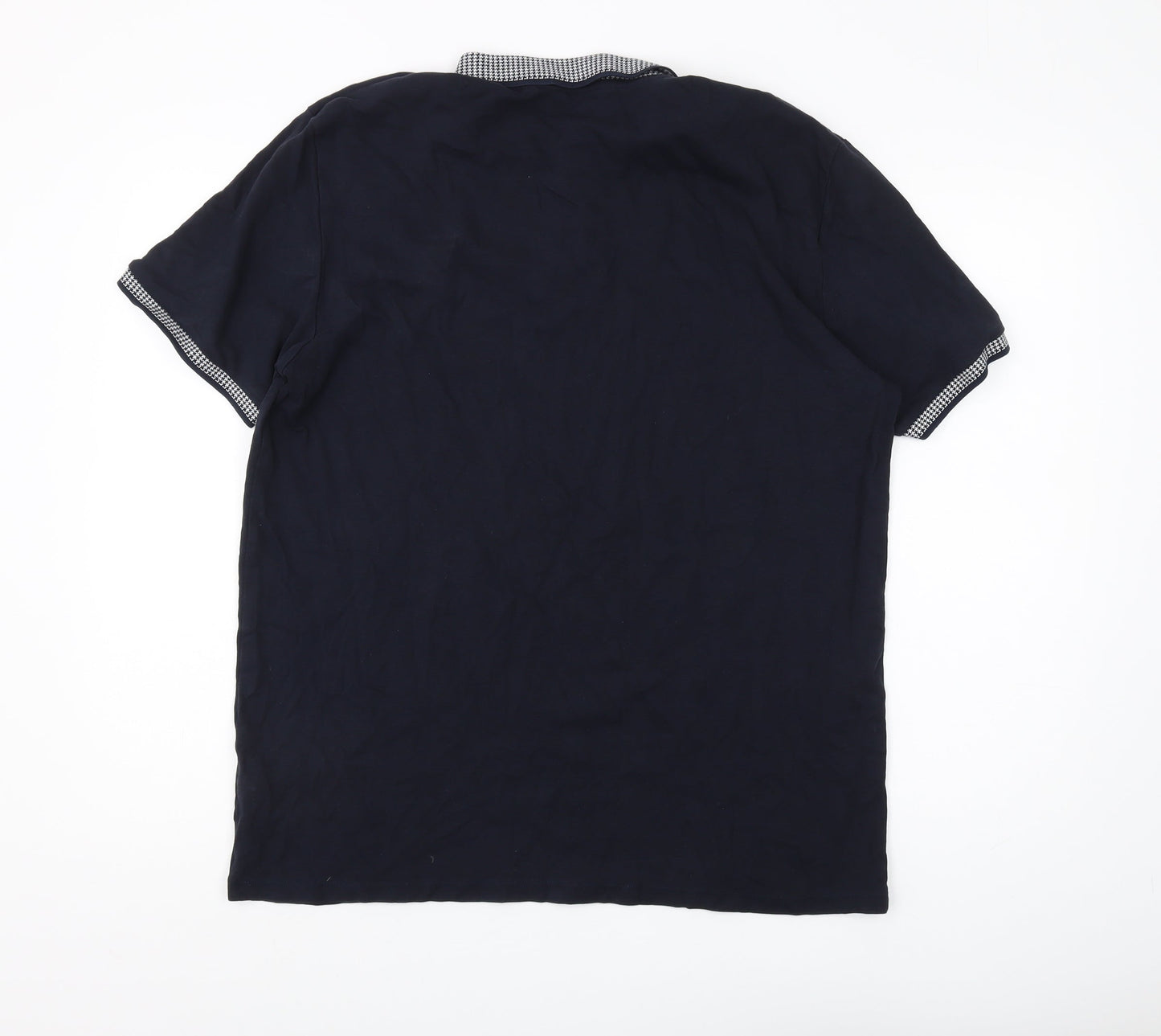 Next Men's Black XL Polo Shirt with Button Accents