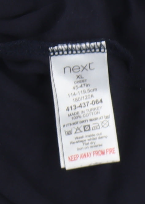 Next Men's Black XL Polo Shirt with Button Accents