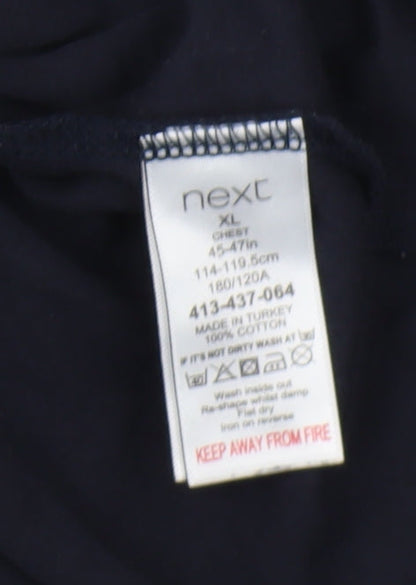 Next Men's Black XL Polo Shirt with Button Accents