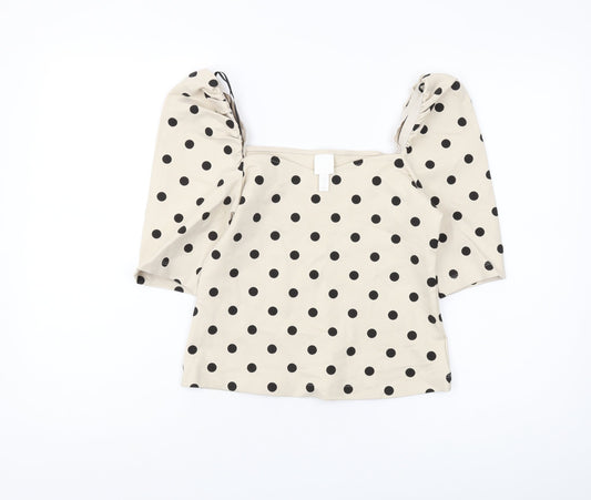 Womens UK Size S H&M Beige Cropped Blouse