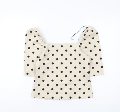 Womens UK Size S H&M Beige Cropped Blouse