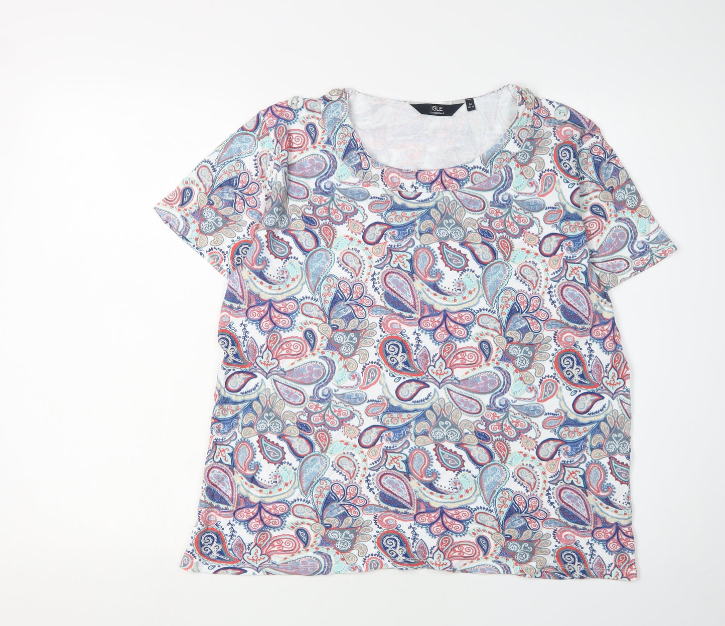 Womens UK Size M Isle Essentials Multicoloured Basic T-Shirt