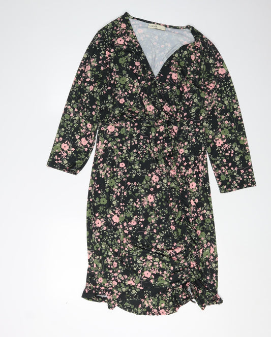Oasis Women's Multicoloured Floral Wrap Dress - L