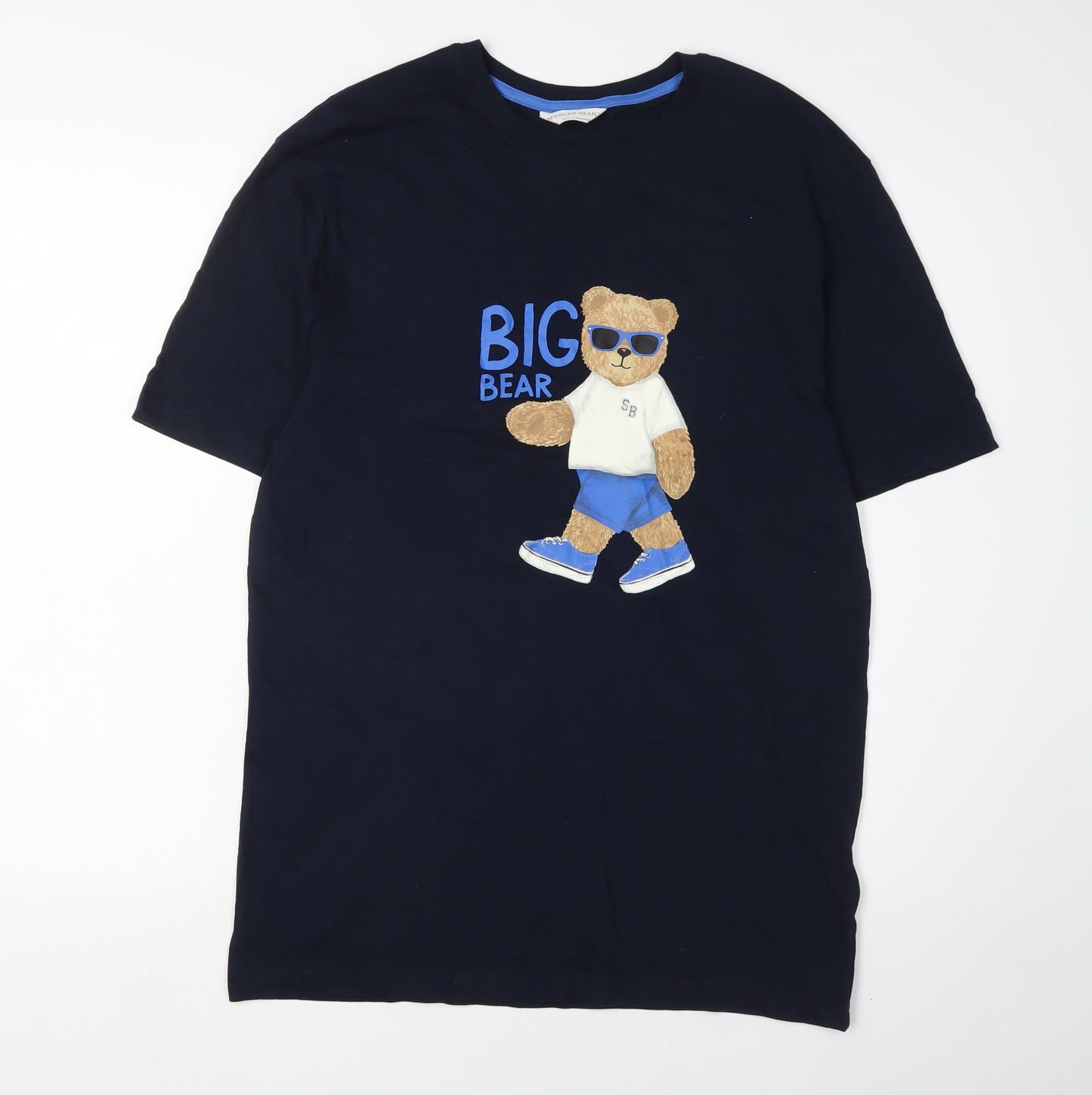 Marks and Spencer Men's Blue Bear Graphic T-Shirt S