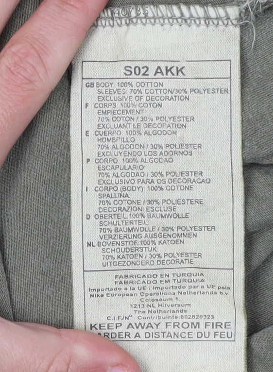 Nike Men's Green Long Sleeve Logo T-Shirt - Size L