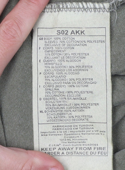 Nike Men's Green Long Sleeve Logo T-Shirt - Size L