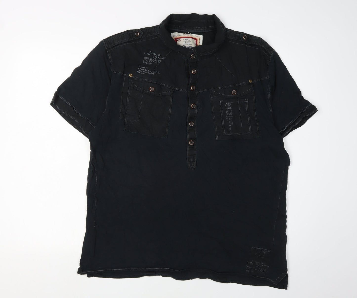 Next Men's Black Polo, XL, Short Sleeve, Casual