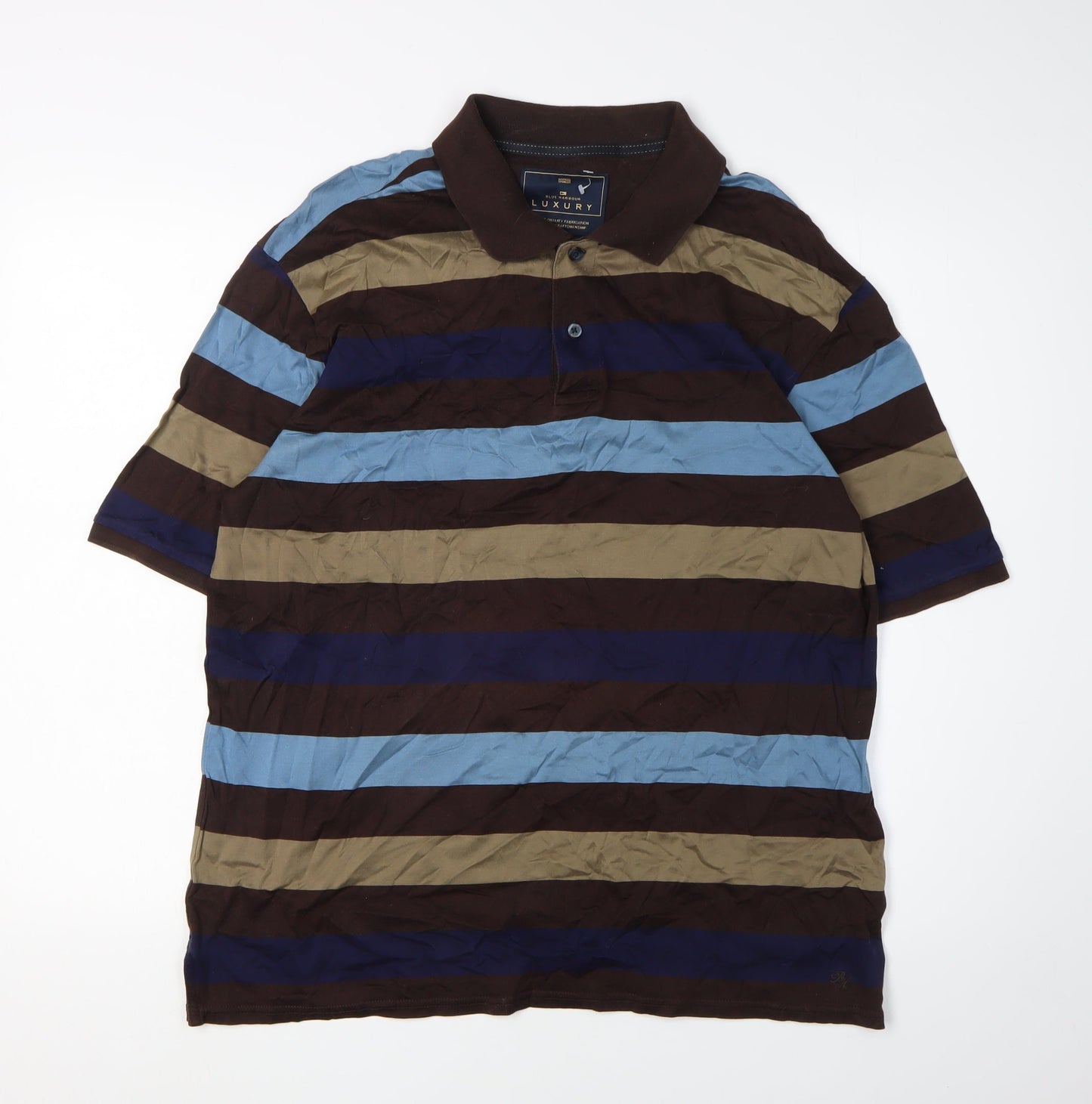 Marks and Spencer Men's Multicoloured Striped Polo M