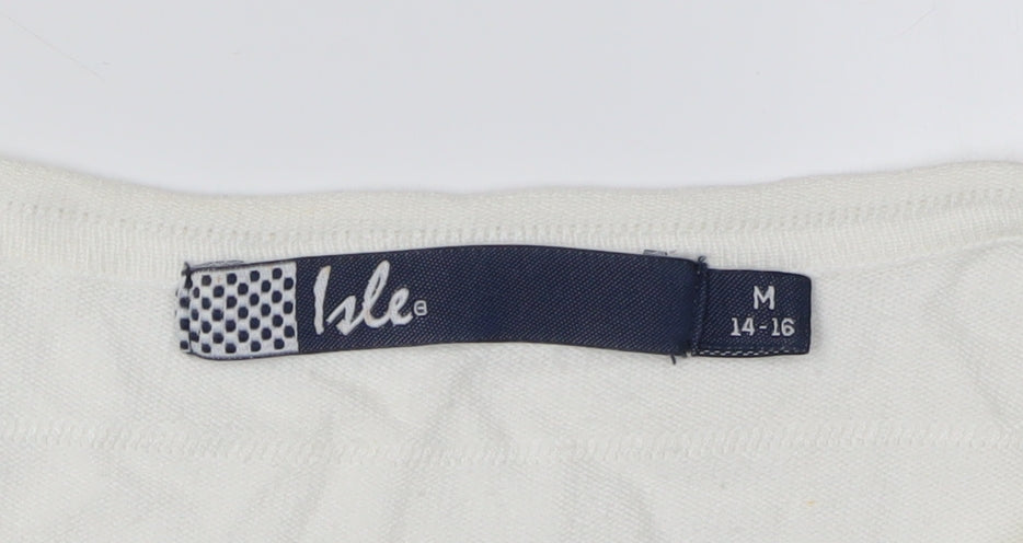 Womens UK Size M Isle White Pullover Jumper