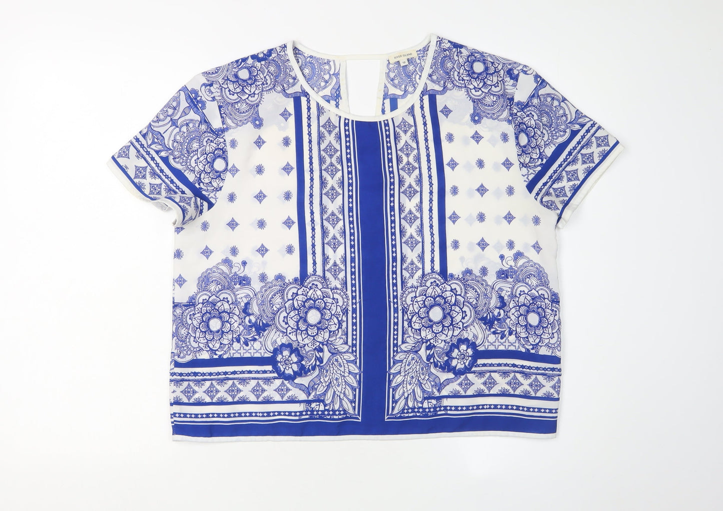 Womens UK Size 12 River Island Blue Tunic Blouse